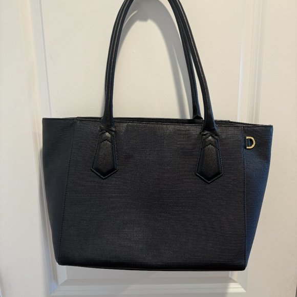 Dagne Dover Signature Classic Coated Canvas Tote Onyx - Picture 2 of 7